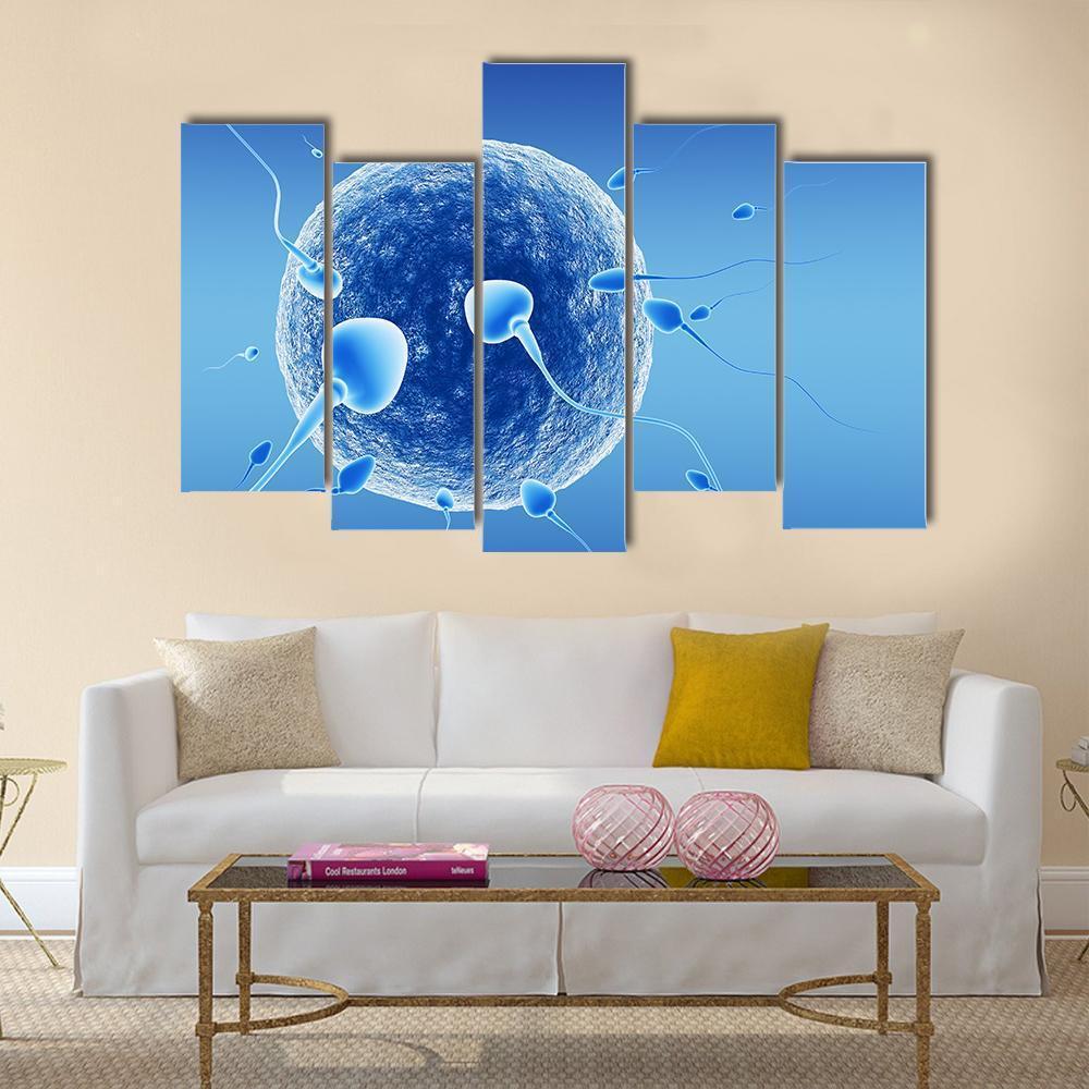 Spermatozoids And Human Egg Canvas Wall Art-5 Pop-Gallery Wrap-47" x 32"-Tiaracle