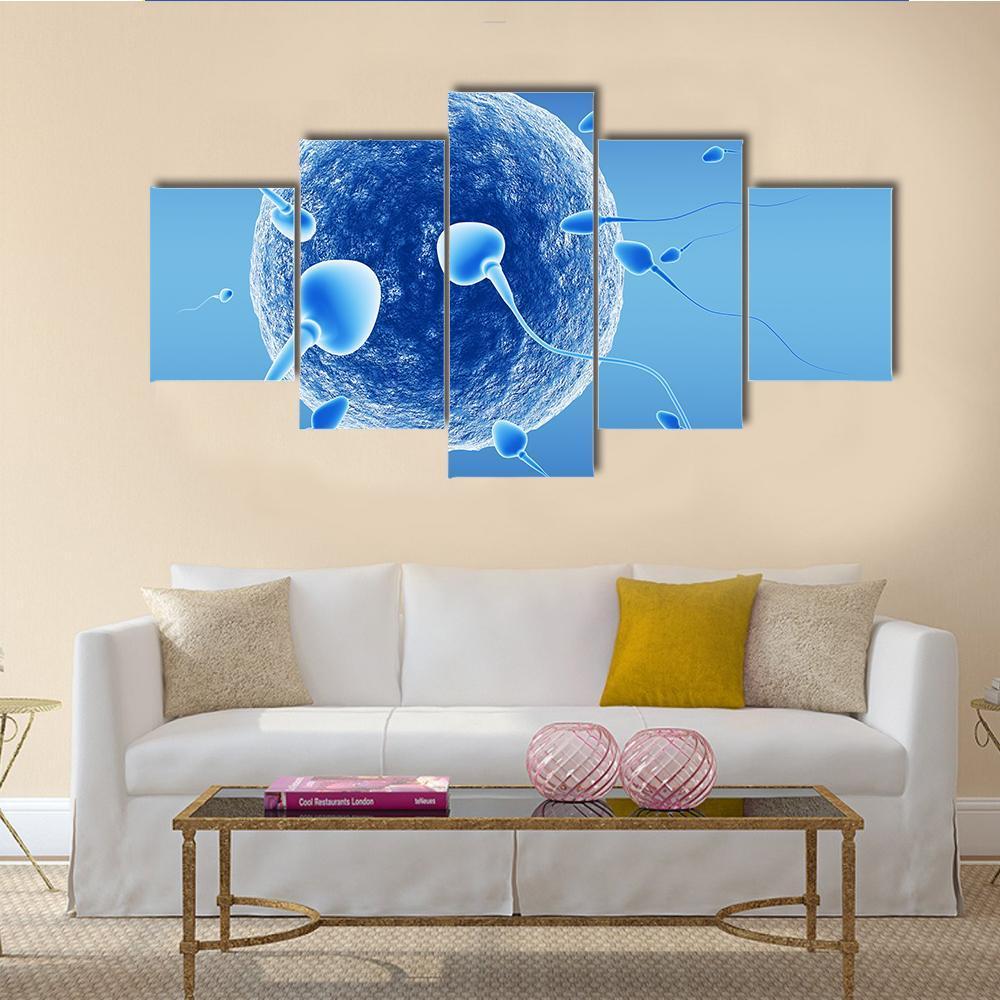 Spermatozoids And Human Egg Canvas Wall Art-5 Star-Gallery Wrap-62" x 32"-Tiaracle