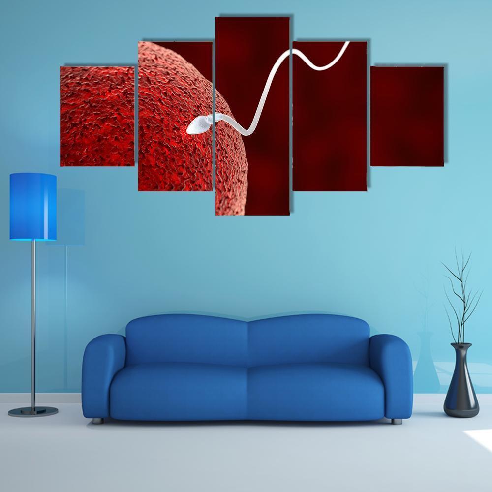 Spermatozoon Fertilizing Ovum Canvas Wall Art-5 Star-Gallery Wrap-62" x 32"-Tiaracle