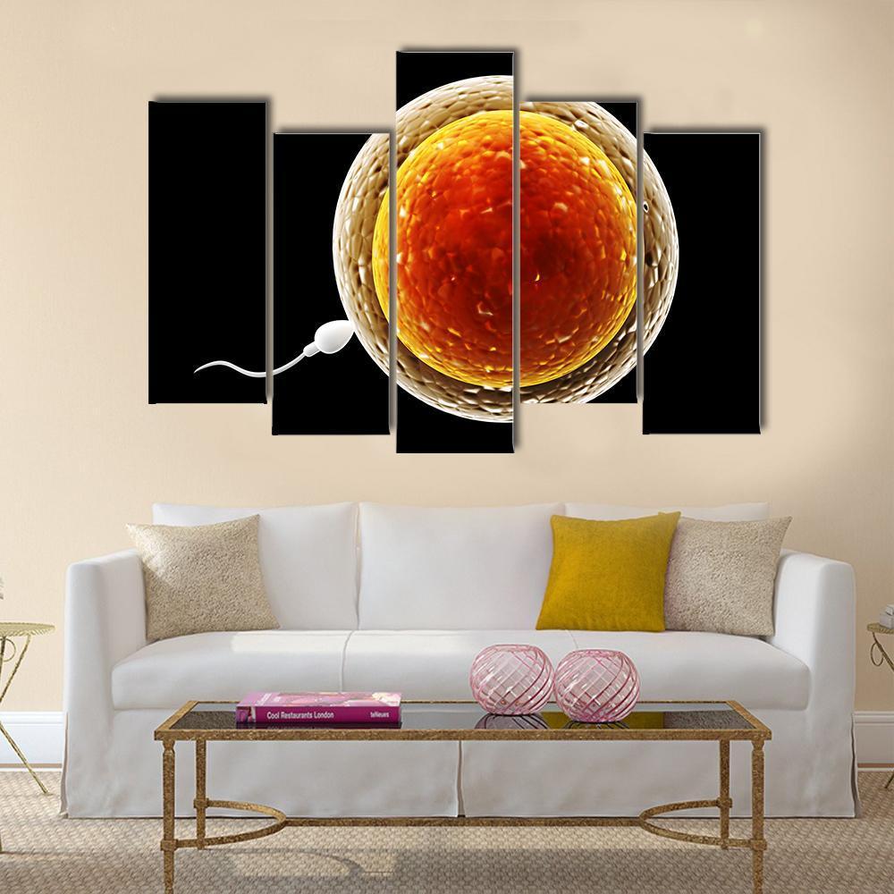 Spermatozoon Floating To Ovule Canvas Wall Art-5 Pop-Gallery Wrap-47" x 32"-Tiaracle