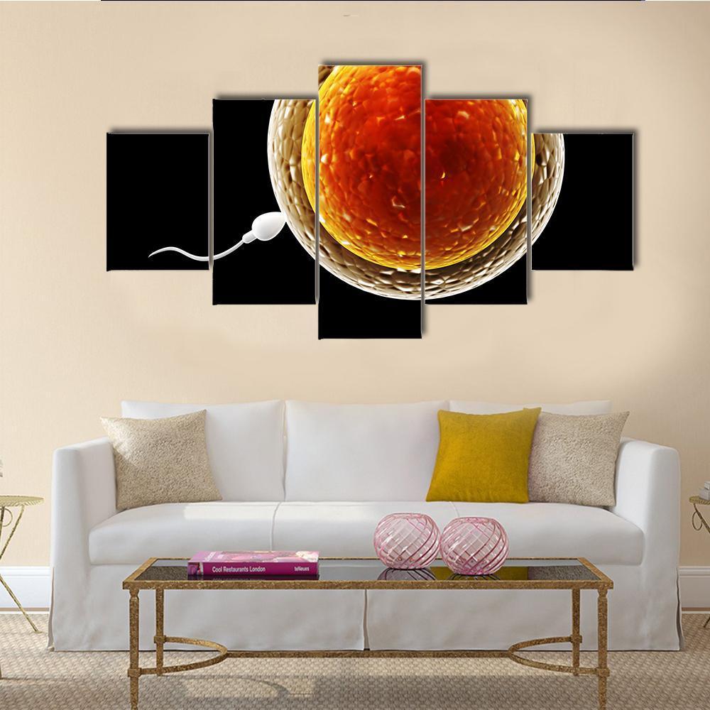 Spermatozoon Floating To Ovule Canvas Wall Art-5 Star-Gallery Wrap-62" x 32"-Tiaracle
