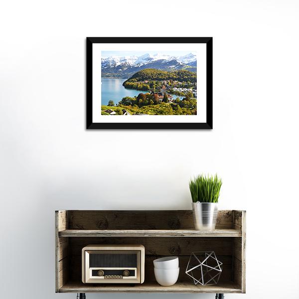Spiez Castle Switzerland Canvas Wall Art-1 Piece-Framed Print-20" x 16"-Tiaracle