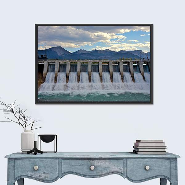 Spillway Of A Hydro Electric Dam Canvas Wall Art-1 Piece-Floating Frame-24" x 16"-Tiaracle