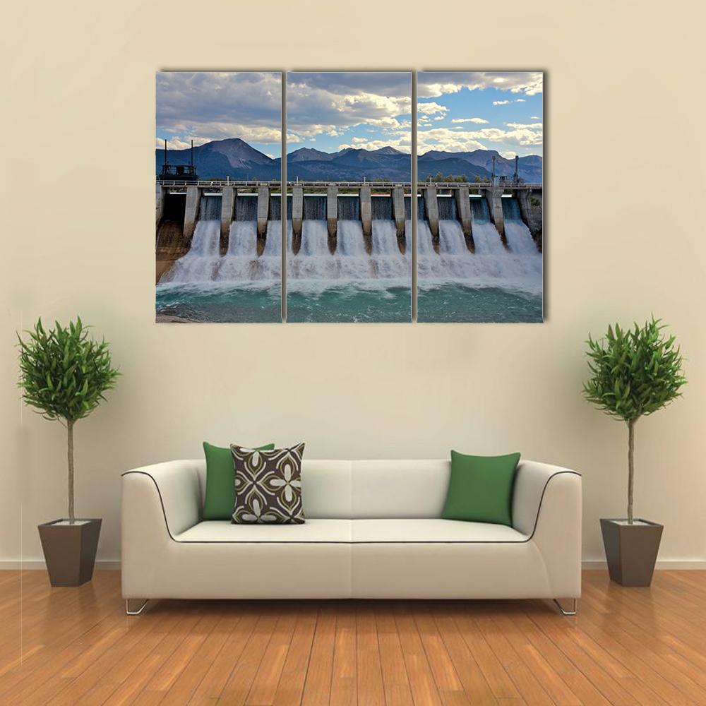 Spillway Of A Hydro Electric Dam Canvas Wall Art-3 Horizontal-Gallery Wrap-37" x 24"-Tiaracle