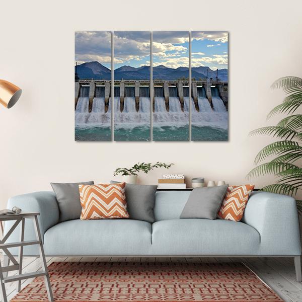 Spillway Of A Hydro Electric Dam Canvas Wall Art-4 Horizontal-Gallery Wrap-34" x 24"-Tiaracle
