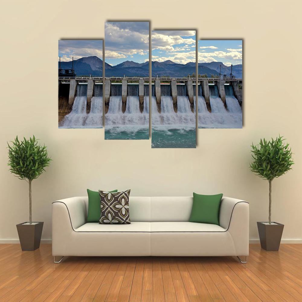 Spillway Of A Hydro Electric Dam Canvas Wall Art-4 Pop-Gallery Wrap-50" x 32"-Tiaracle
