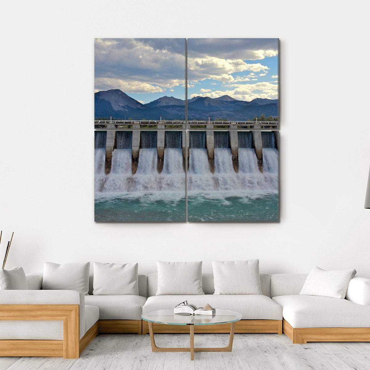 Spillway Of A Hydro Electric Dam Canvas Wall Art-4 Square-Gallery Wrap-17" x 17"-Tiaracle