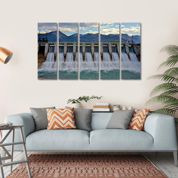 Spillway Of A Hydro Electric Dam Canvas Wall Art-5 Horizontal-Gallery Wrap-22" x 12"-Tiaracle