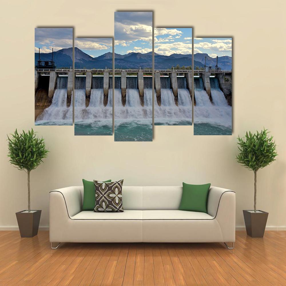 Spillway Of A Hydro Electric Dam Canvas Wall Art-5 Pop-Gallery Wrap-47" x 32"-Tiaracle