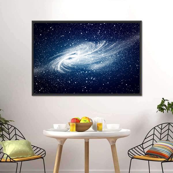 Spiral Galaxy Against Black Space Canvas Wall Art-3 Horizontal-Gallery Wrap-25" x 16"-Tiaracle