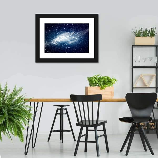 Spiral Galaxy Against Black Space Canvas Wall Art-3 Horizontal-Gallery Wrap-25" x 16"-Tiaracle