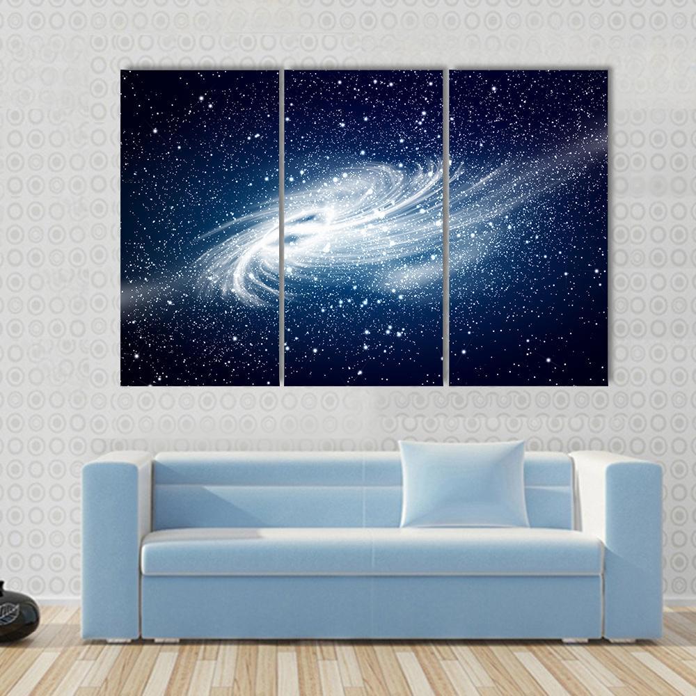 Spiral Galaxy Against Black Space Canvas Wall Art-3 Horizontal-Gallery Wrap-25" x 16"-Tiaracle