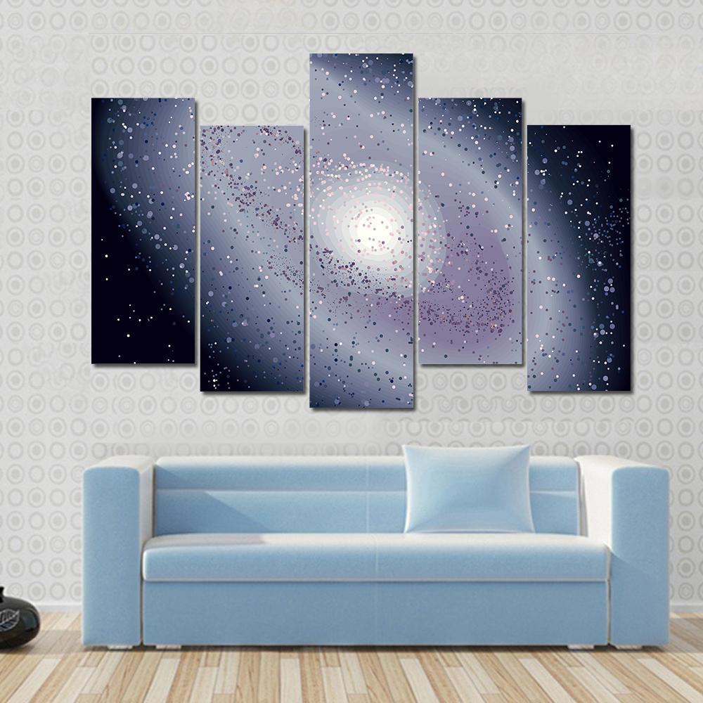 Spiral Galaxy Illustration Canvas Wall Art-5 Pop-Gallery Wrap-47" x 32"-Tiaracle