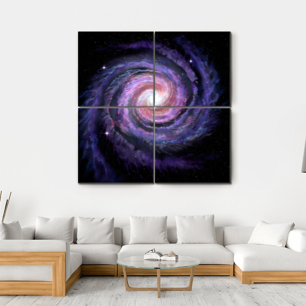 Spiral Galaxy Illustration Of Milky Way Canvas Wall Art-4 Square-Gallery Wrap-17" x 17"-Tiaracle