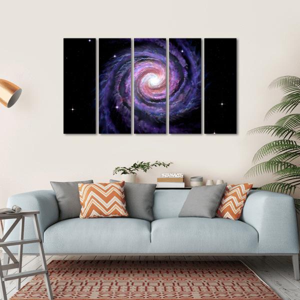 Spiral Galaxy Illustration Of Milky Way Canvas Wall Art-5 Horizontal-Gallery Wrap-22" x 12"-Tiaracle