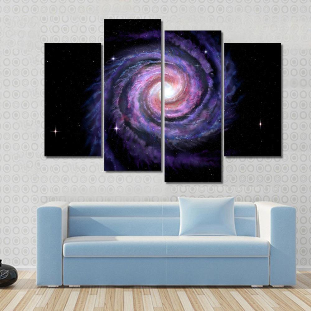 Spiral Galaxy Illustration Of Milky Way Canvas Wall Art-4 Pop-Gallery Wrap-50" x 32"-Tiaracle