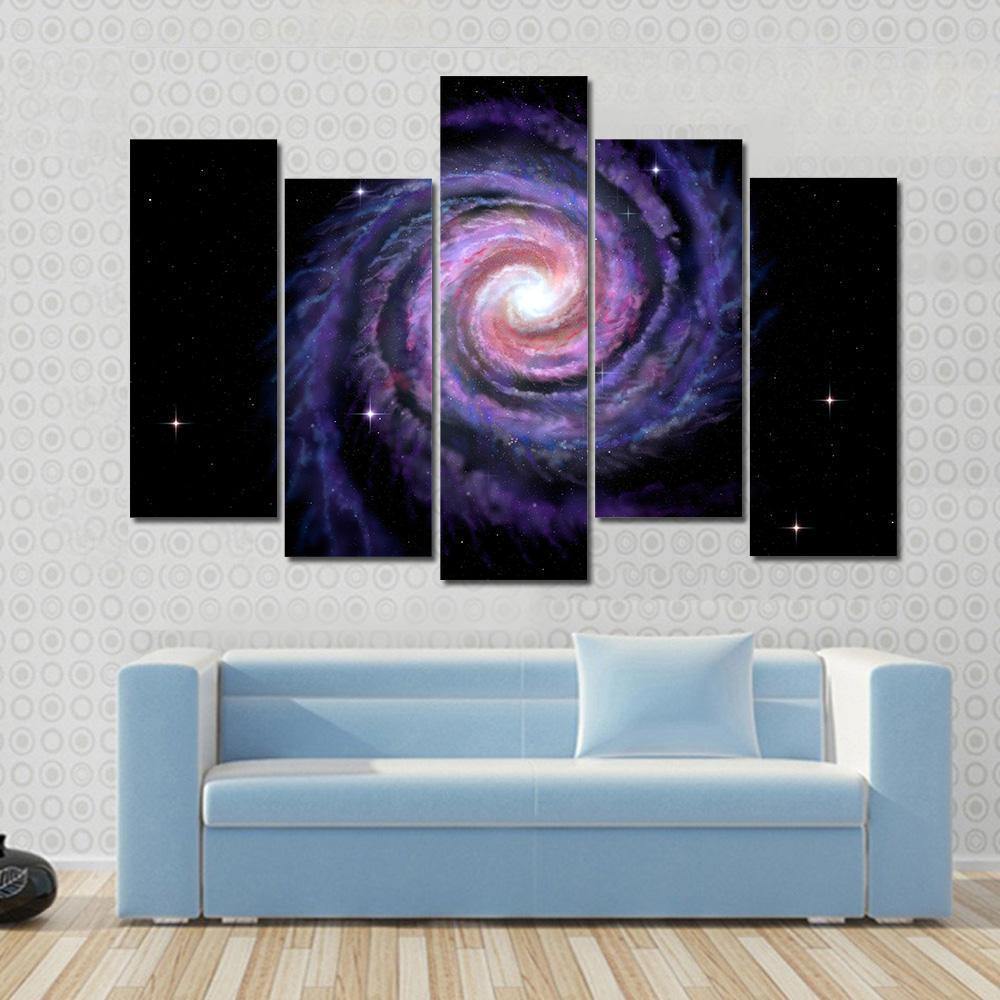 Spiral Galaxy Illustration Of Milky Way Canvas Wall Art-5 Pop-Gallery Wrap-47" x 32"-Tiaracle