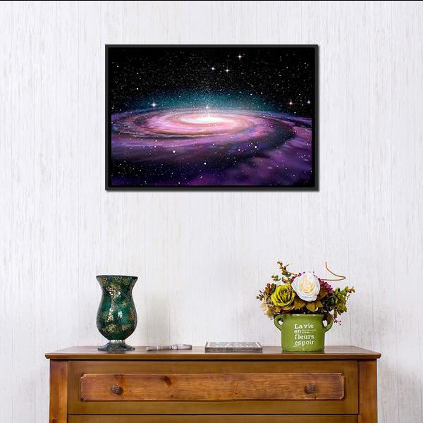Spiral Galaxy In Deep Space Illustration Canvas Wall Art-1 Piece-Floating Frame-24" x 16"-Tiaracle