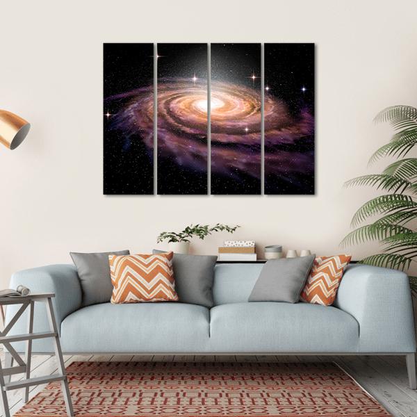 Spiral Galaxy In Deep Space Illustration Canvas Wall Art-4 Horizontal-Gallery Wrap-34" x 24"-Tiaracle