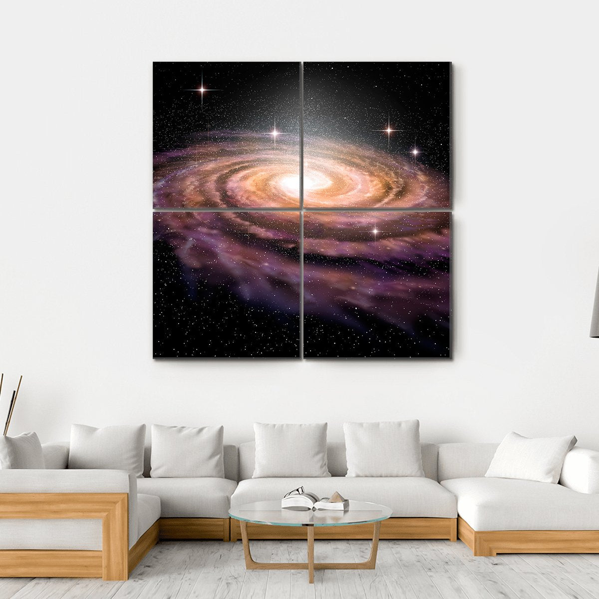 Spiral Galaxy In Deep Space Illustration Canvas Wall Art-4 Square-Gallery Wrap-17" x 17"-Tiaracle