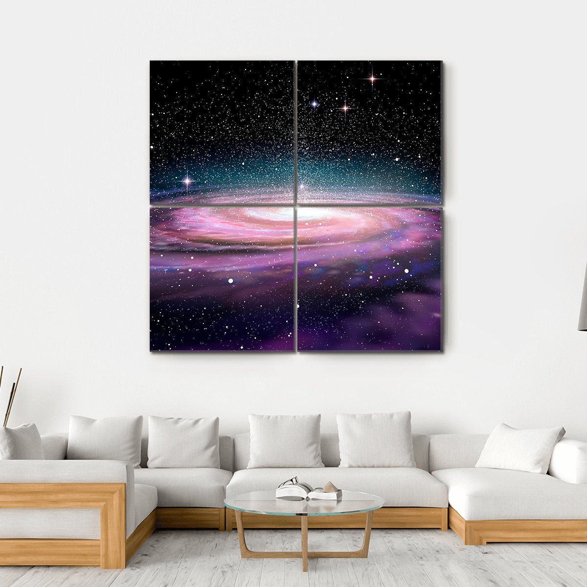 Spiral Galaxy In Deep Space Illustration Canvas Wall Art-4 Square-Gallery Wrap-17" x 17"-Tiaracle