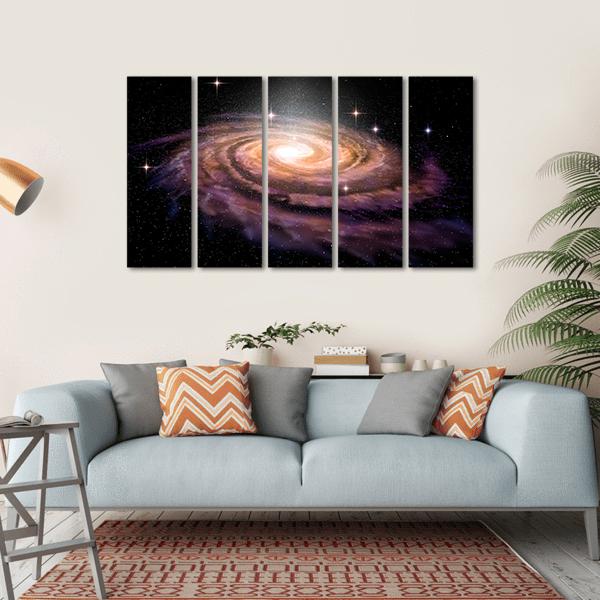 Spiral Galaxy In Deep Space Illustration Canvas Wall Art-5 Horizontal-Gallery Wrap-22" x 12"-Tiaracle