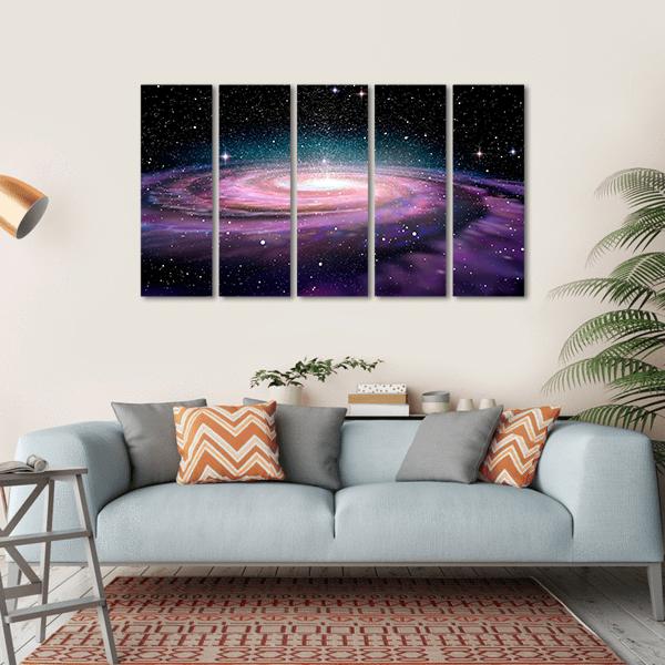 Spiral Galaxy In Deep Space Illustration Canvas Wall Art-5 Horizontal-Gallery Wrap-22" x 12"-Tiaracle