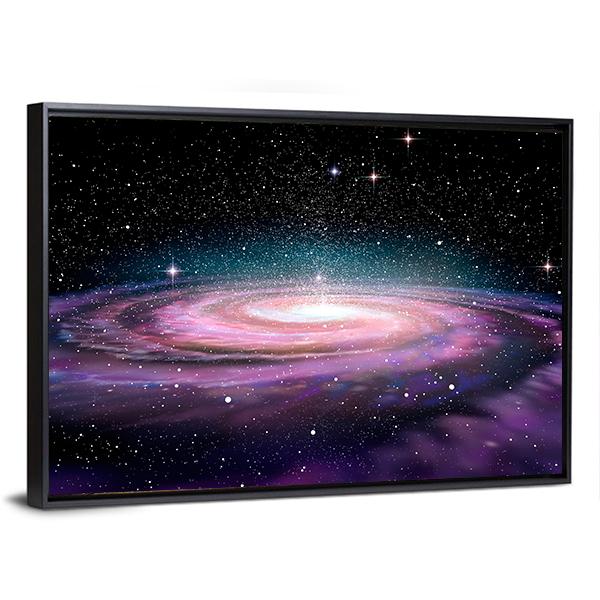 Spiral Galaxy In Deep Space Illustration Canvas Wall Art-5 Horizontal-Gallery Wrap-22" x 12"-Tiaracle
