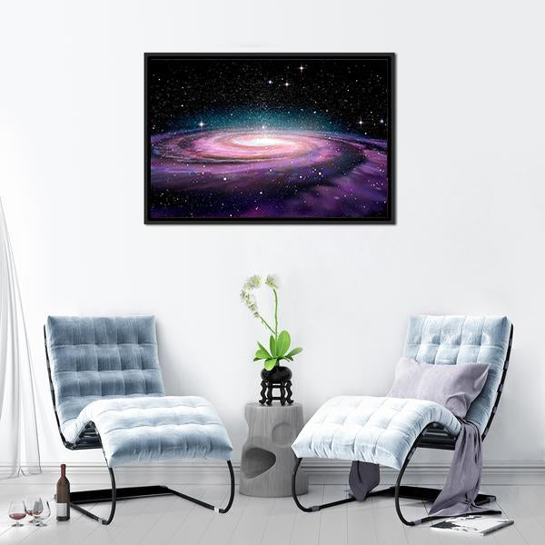 Spiral Galaxy In Deep Space Illustration Canvas Wall Art-5 Horizontal-Gallery Wrap-22" x 12"-Tiaracle