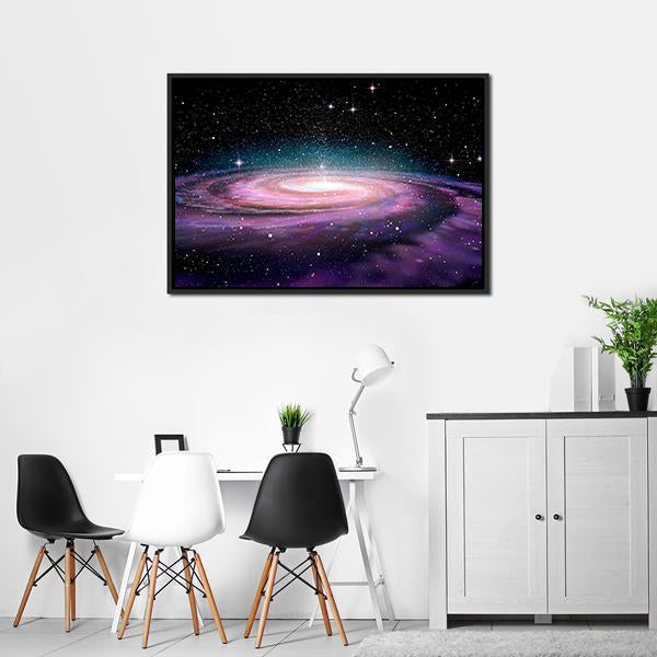 Spiral Galaxy In Deep Space Illustration Canvas Wall Art-5 Horizontal-Gallery Wrap-22" x 12"-Tiaracle