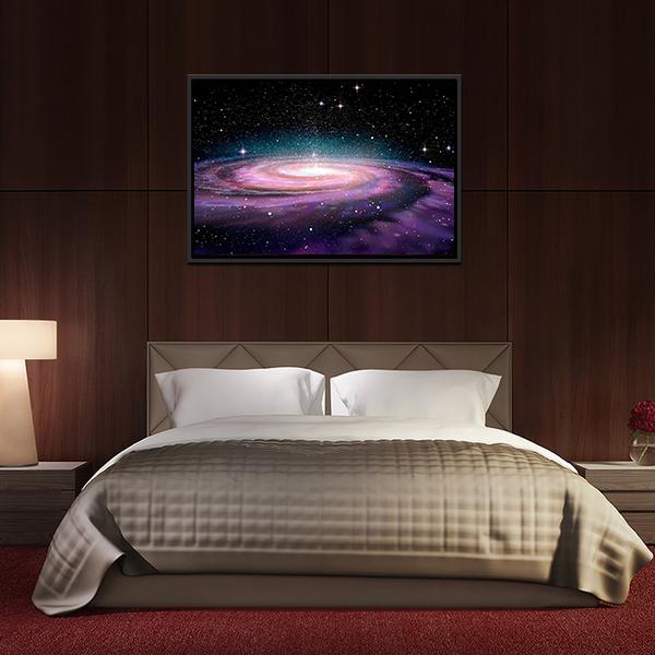 Spiral Galaxy In Deep Space Illustration Canvas Wall Art-3 Horizontal-Gallery Wrap-25" x 16"-Tiaracle