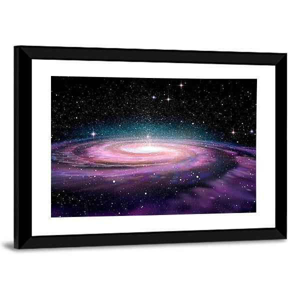 Spiral Galaxy In Deep Space Illustration Canvas Wall Art-5 Horizontal-Gallery Wrap-22" x 12"-Tiaracle