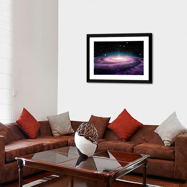 Spiral Galaxy In Deep Space Illustration Canvas Wall Art-5 Horizontal-Gallery Wrap-22" x 12"-Tiaracle