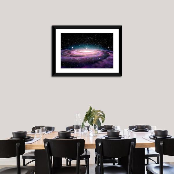 Spiral Galaxy In Deep Space Illustration Canvas Wall Art-1 Piece-Framed Print-20" x 16"-Tiaracle