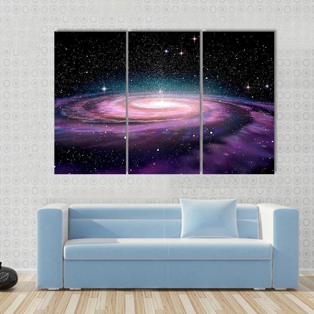 Spiral Galaxy In Deep Space Illustration Canvas Wall Art-3 Horizontal-Gallery Wrap-37" x 24"-Tiaracle