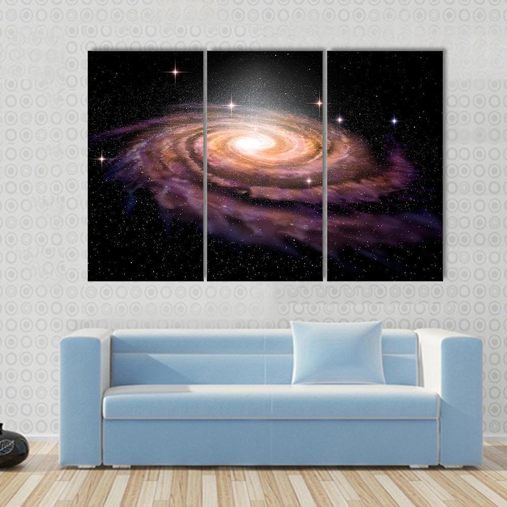 Spiral Galaxy In Deep Space Illustration Canvas Wall Art-3 Horizontal-Gallery Wrap-37" x 24"-Tiaracle