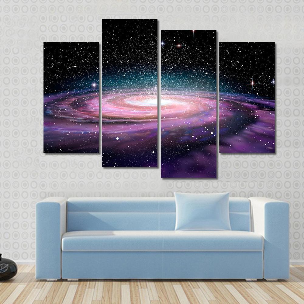 Spiral Galaxy In Deep Space Illustration Canvas Wall Art-4 Pop-Gallery Wrap-50" x 32"-Tiaracle