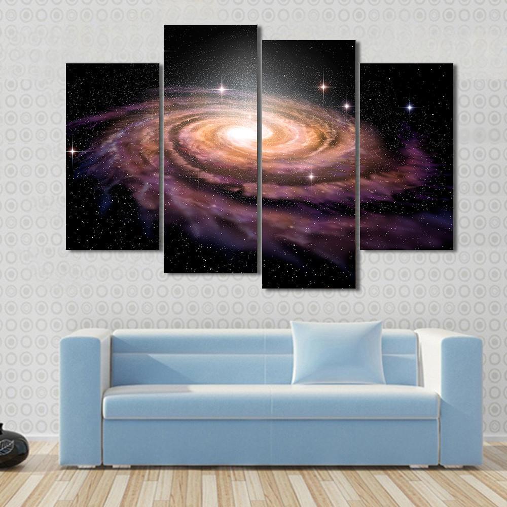 Spiral Galaxy In Deep Space Illustration Canvas Wall Art-4 Pop-Gallery Wrap-50" x 32"-Tiaracle