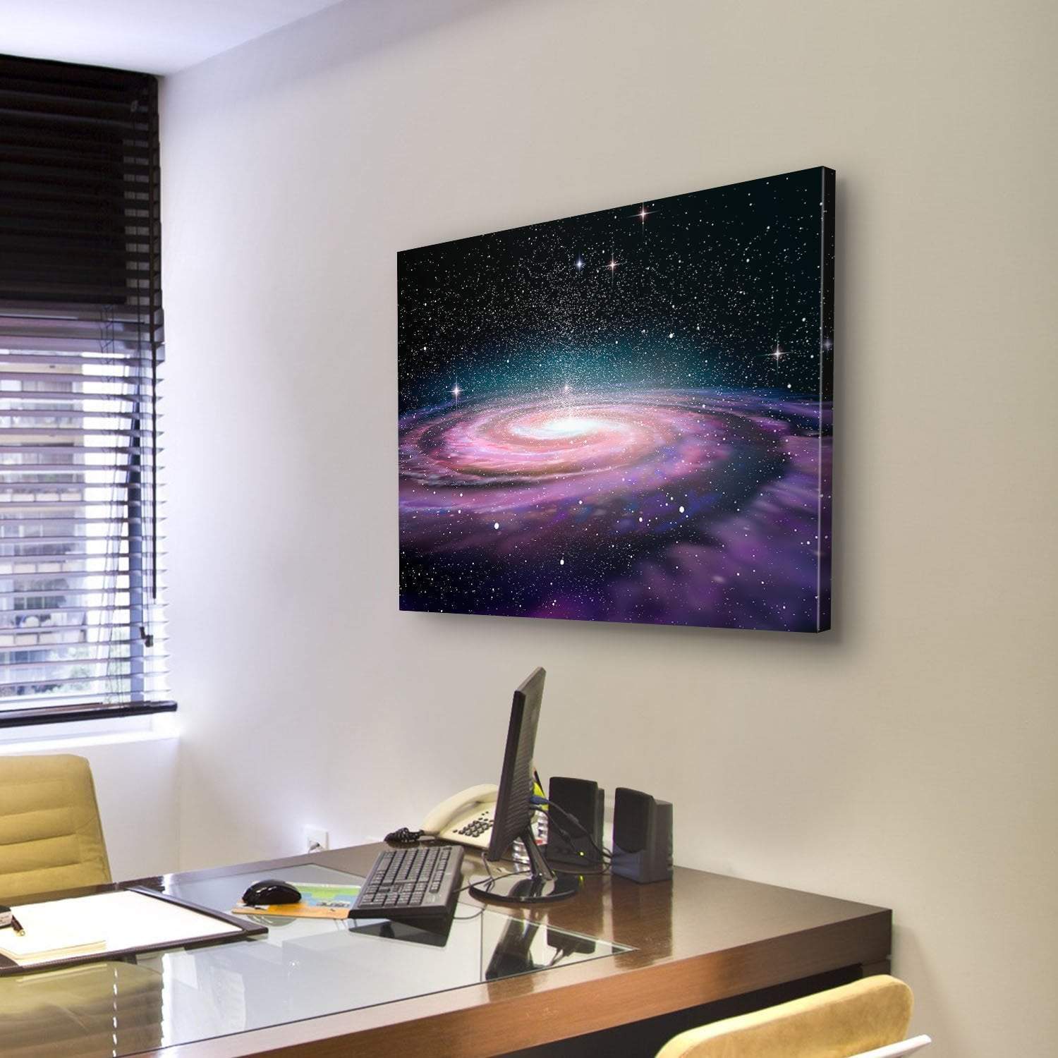 Spiral Galaxy In Deep Space Illustration Canvas Wall Art-3 Horizontal-Gallery Wrap-25" x 16"-Tiaracle