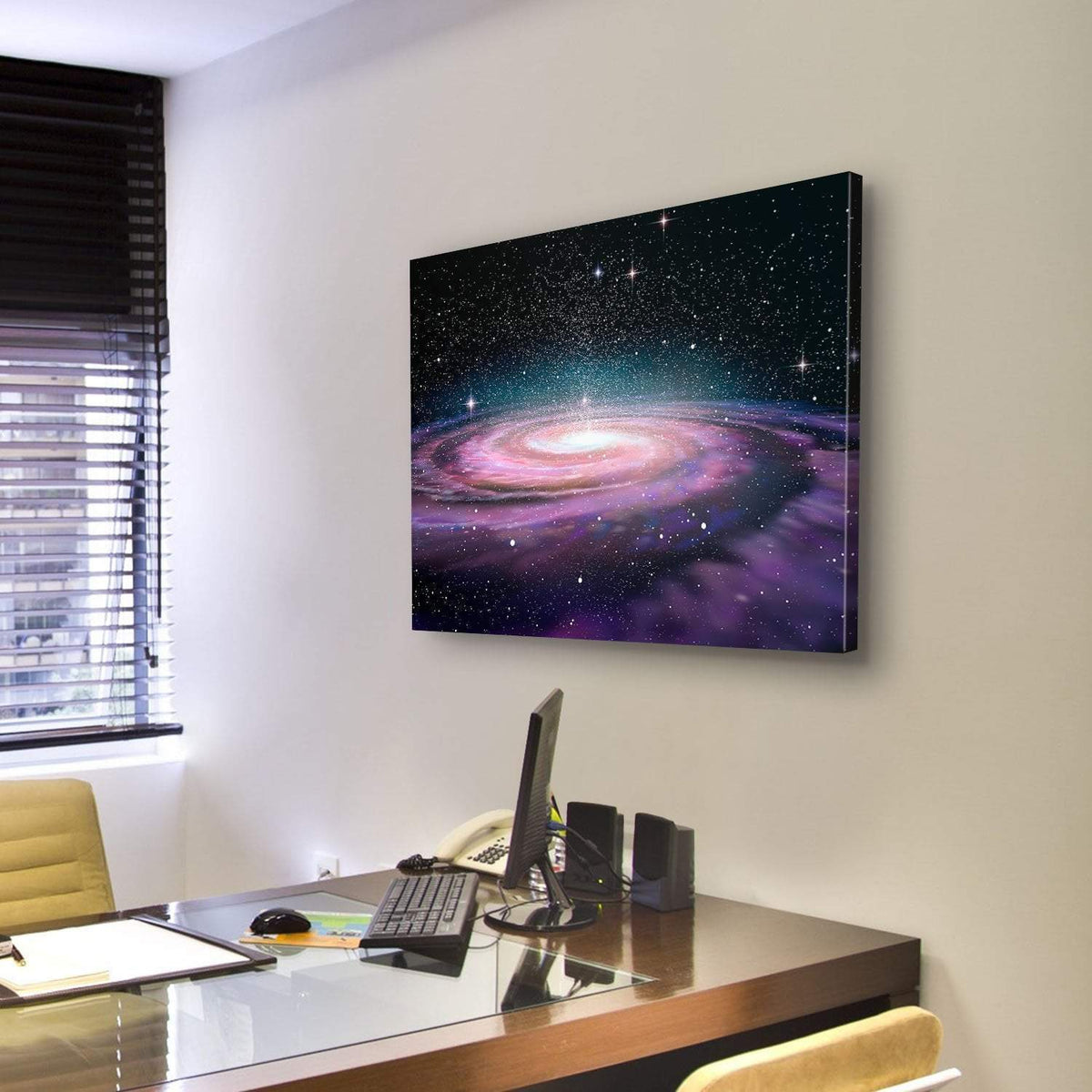 Spiral Galaxy In Deep Space Illustration Canvas Wall Art-3 Horizontal-Gallery Wrap-25" x 16"-Tiaracle