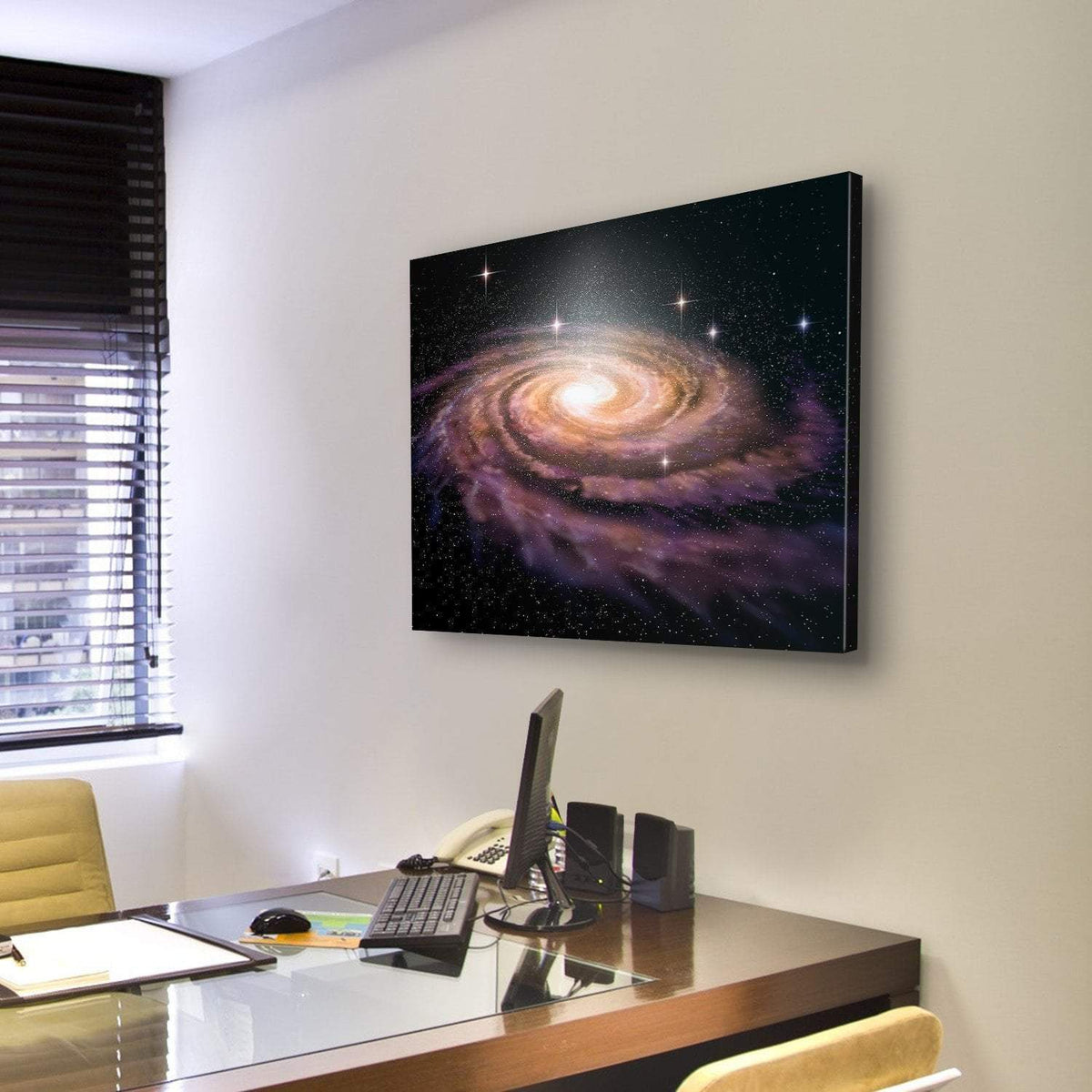 Spiral Galaxy In Deep Space Illustration Canvas Wall Art-3 Horizontal-Gallery Wrap-25" x 16"-Tiaracle