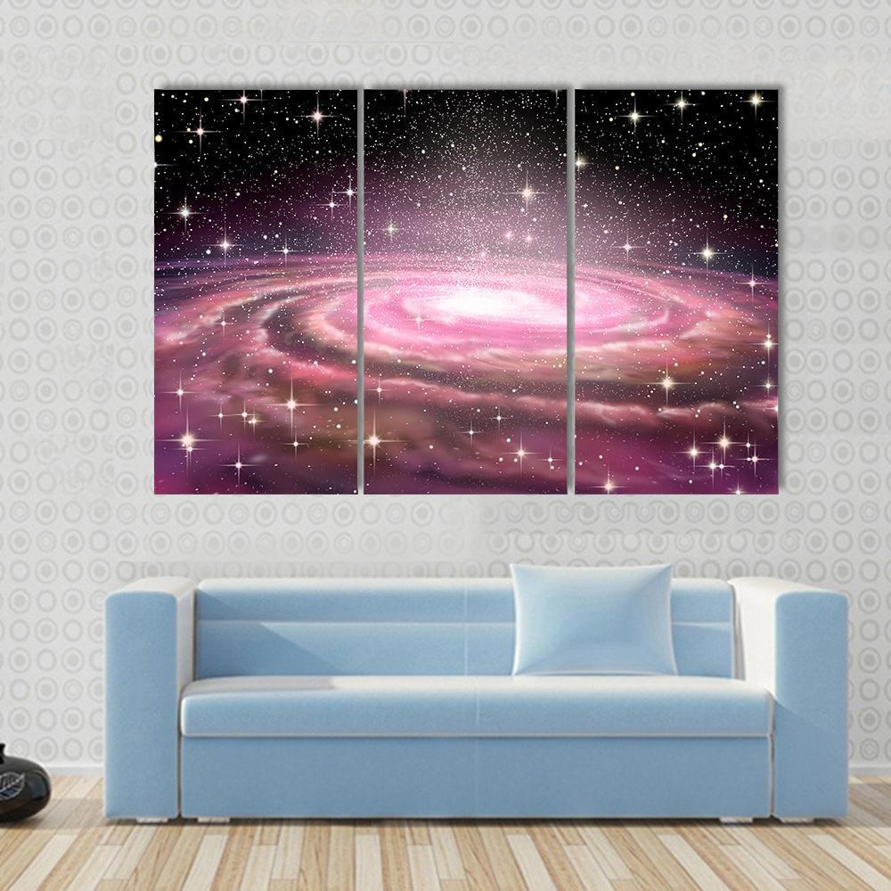 Spiral Galaxy In Deep Space Canvas Wall Art-3 Horizontal-Gallery Wrap-37" x 24"-Tiaracle