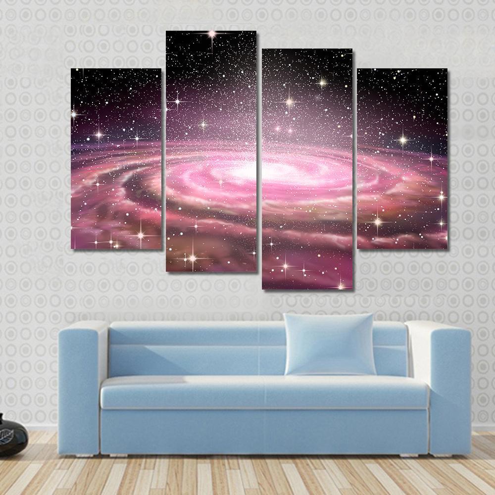 Spiral Galaxy In Deep Space Canvas Wall Art-4 Pop-Gallery Wrap-50" x 32"-Tiaracle