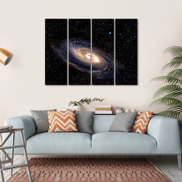 Spiral Galaxy In Deep Space With Star Field Canvas Wall Art-4 Horizontal-Gallery Wrap-34" x 24"-Tiaracle