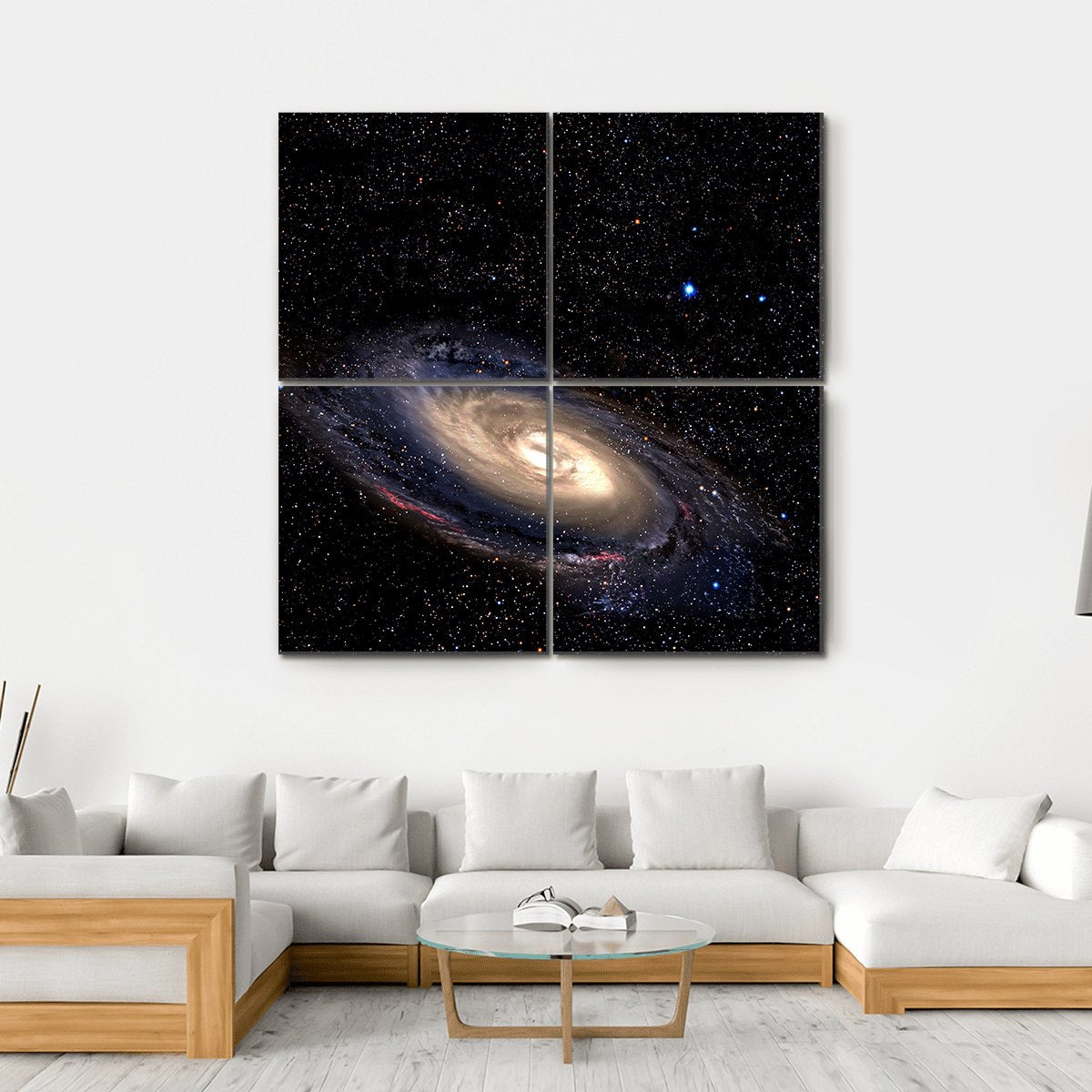 Spiral Galaxy In Deep Space With Star Field Canvas Wall Art-4 Square-Gallery Wrap-17" x 17"-Tiaracle