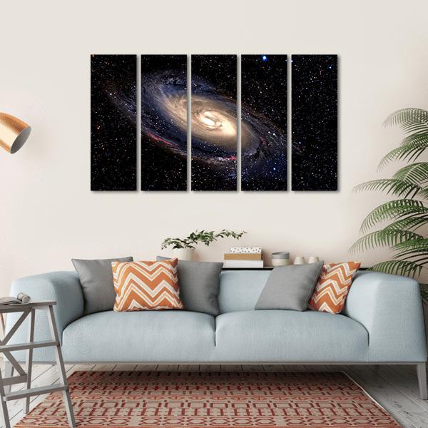 Spiral Galaxy In Deep Space With Star Field Canvas Wall Art-5 Horizontal-Gallery Wrap-22" x 12"-Tiaracle