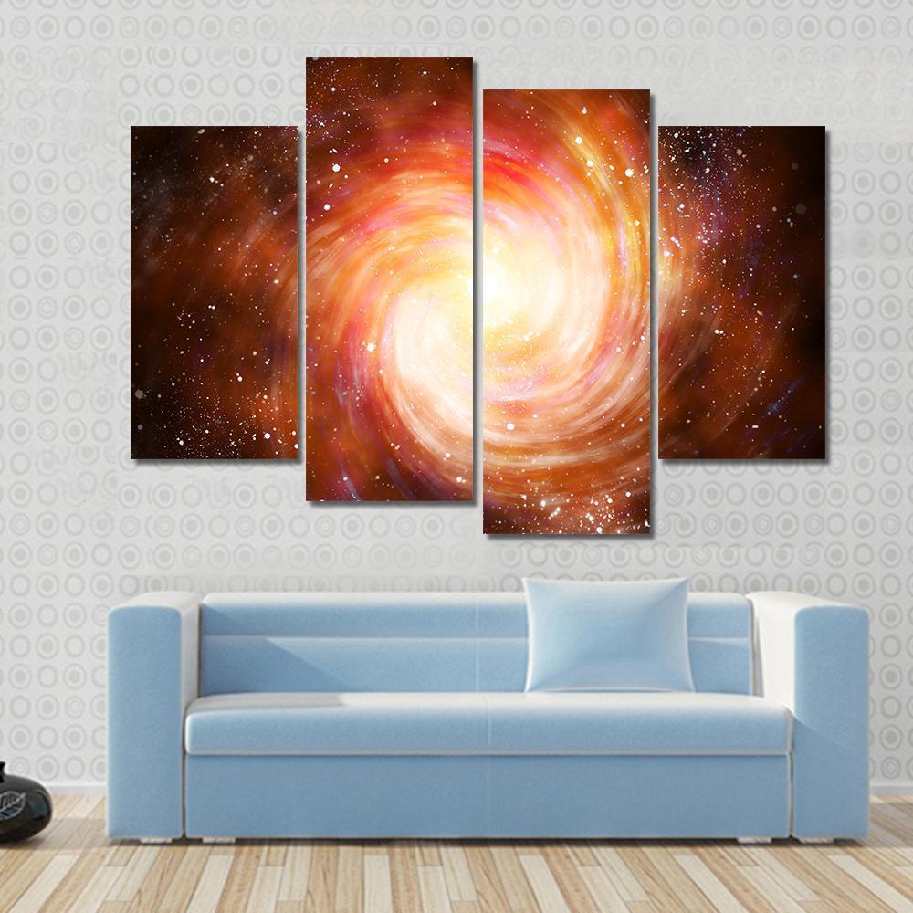 Spiral Galaxy In Space Canvas Wall Art-4 Pop-Gallery Wrap-50" x 32"-Tiaracle