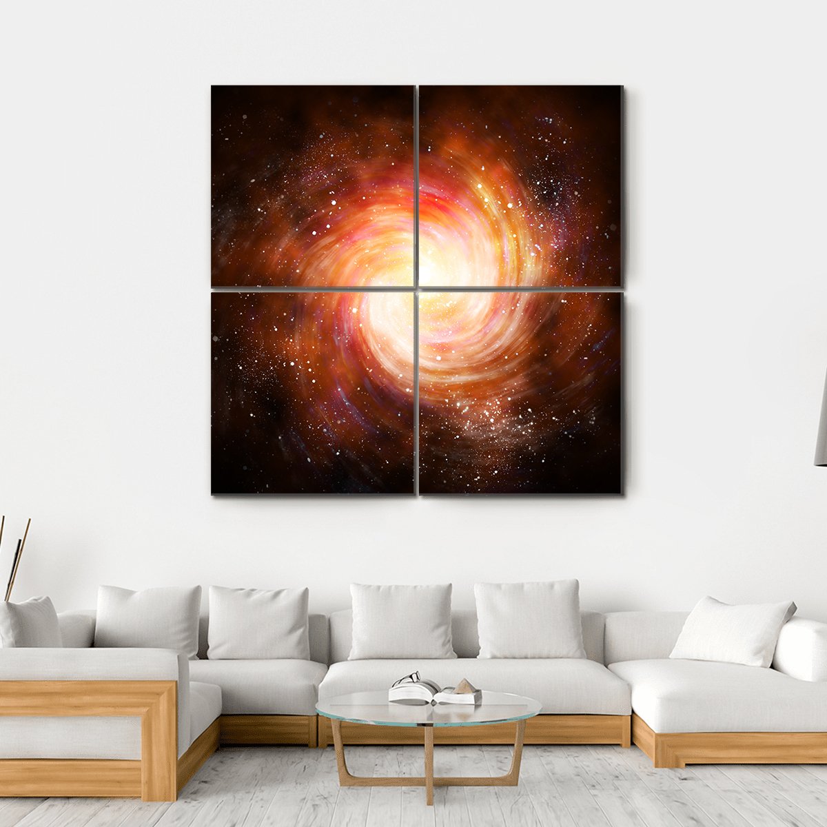 Spiral Galaxy In Space Canvas Wall Art-4 Square-Gallery Wrap-17" x 17"-Tiaracle