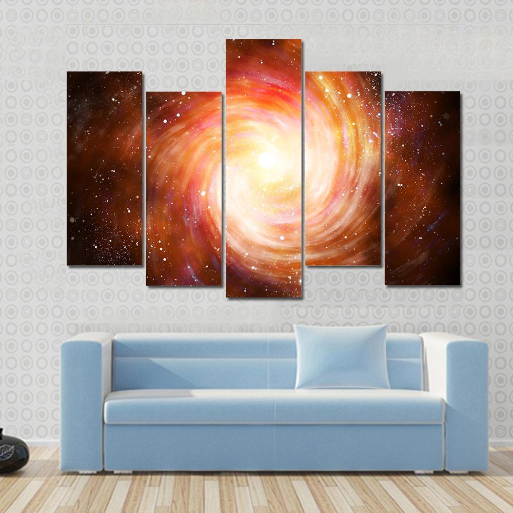 Spiral Galaxy In Space Canvas Wall Art-5 Pop-Gallery Wrap-47" x 32"-Tiaracle