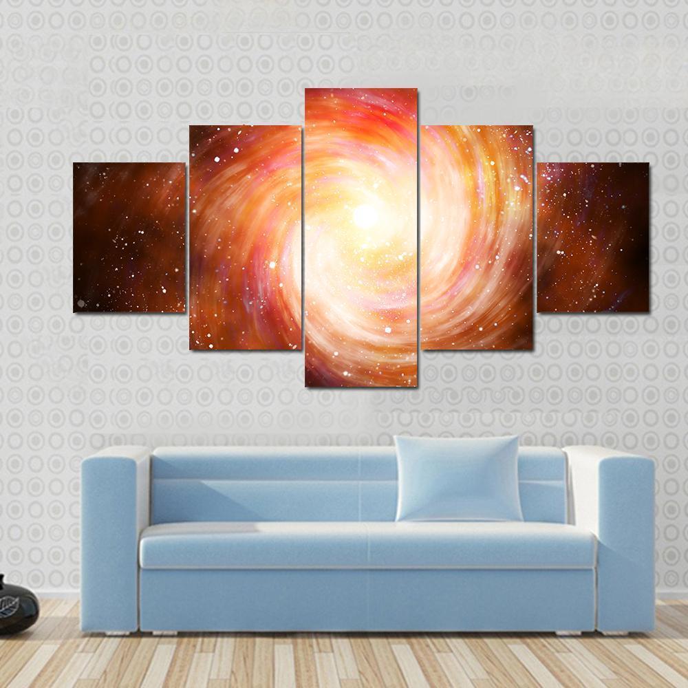 Spiral Galaxy In Space Canvas Wall Art-5 Star-Gallery Wrap-62" x 32"-Tiaracle